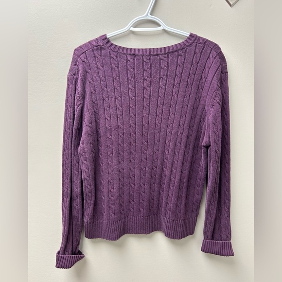 Cotton Exchange Women’s Purple Cable Knit Sweater - Picture 2 of 4